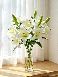 Cirelle 1pc Real Touch Artificial Lily Stem, Realistic Faux Silk Stargazer Lily Flowers, Artificial Floral Spray For Home Table Decor, Vase Arrangement, Wedding Decor - Multicolor - View 8