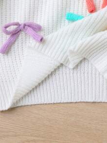 SHEIN 女孩新款時尚百搭可愛蝴蝶結套頭毛衣 - 彩色 - 查看 7