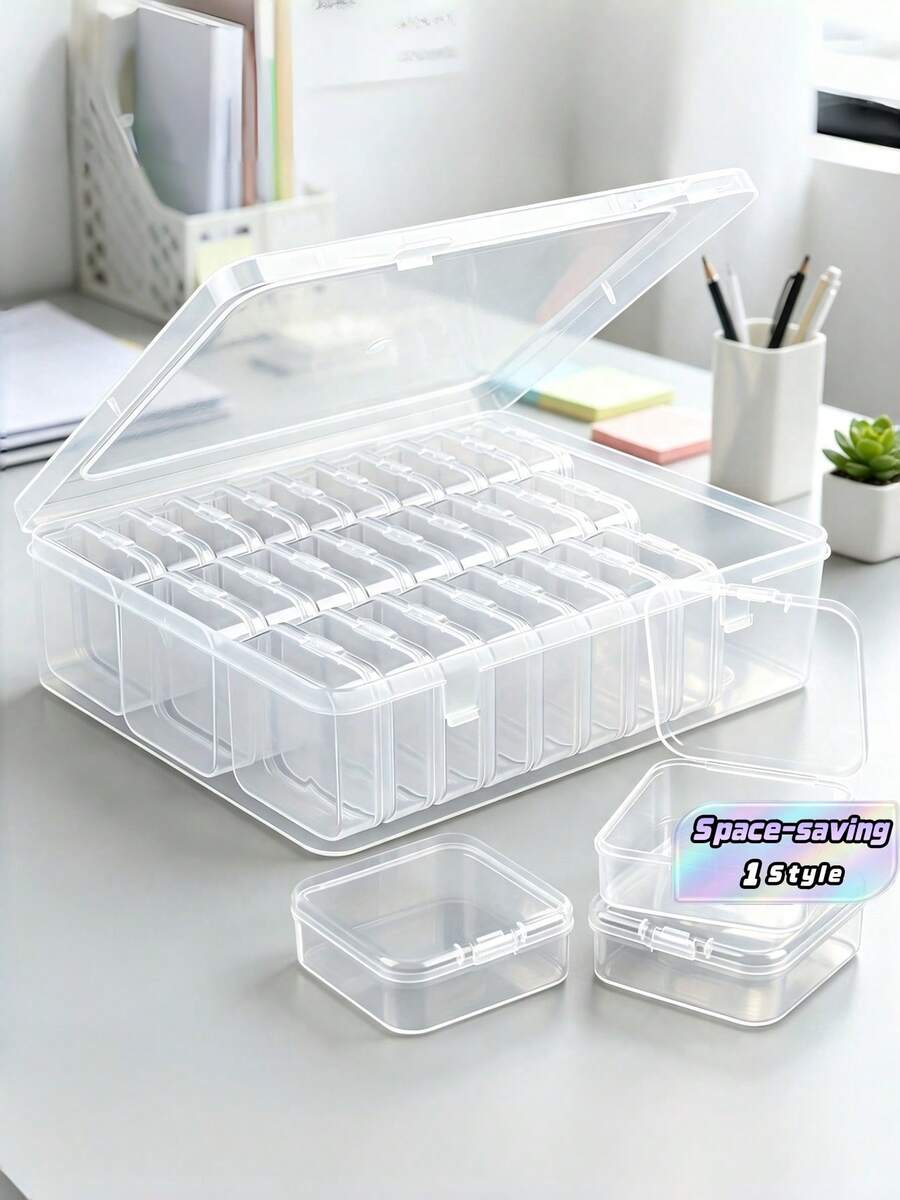 31 Piece Combination Bead Jewelry Storage Box, Transparent Plastic Sorting Set, 30 Small Boxes, 1 Large Box, Durable And Portable Handmade Container Suitable For DIY Handmade Bead Making Earrings, Rings, Necklaces, Small Items For Home Storage