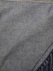 SHEIN Chaqueta corta de mezclilla con hombros caídos y frente abierto, estilo Y2K, lavado de piedra, para adolescentes, otoño e invierno - Azul lavado medio - Ver 4