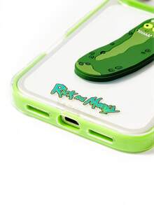 Rick and Morty X SHEIN 卡通圖案綠色邊框手機殼，防摔保護 13-17 手機殼 - 彩色 - 查看 5
