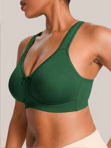 Barelissa Sujetador sin aros con cierre delantero talla grande, 1 pieza - Verde militar - Ver 3