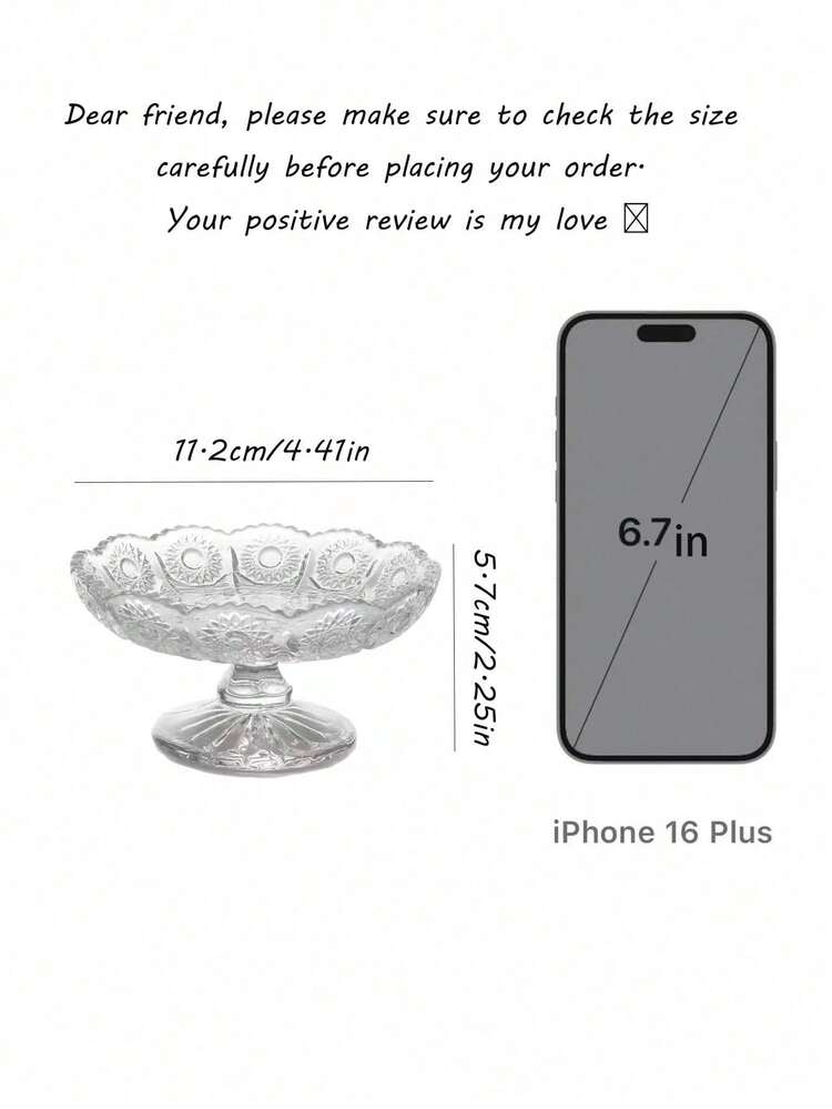 1/2/4PCS Vintage Premium Embossed Pattern Glass Stemmed Fruit Small Plate, Creative Compact Exquisite Dessert Snack Display, Candy Plate Cake Plate (Exquisite Compact, Detailed Pattern) Suitable For Placing Nuts, Snacks, Dips, Etc. - Multicolor - View 3