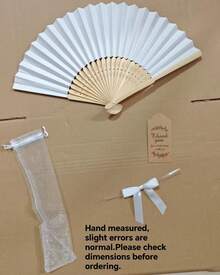 1/4/20/40件組夏季女用白色布料摺疊手持扇禮盒套裝，含蝴蝶結與紗袋，可摺疊扇，DIY扇，伴娘禮物，婚禮桌飾，適用於婚禮、生日派對、新娘派對、居家裝飾 - 多色 - 查看 12