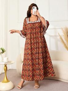 Lacomfia Women's Ditsy Floral Summer Casual Elegant Plus Size Dress - Yellow - View 5
