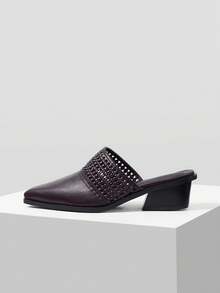 Mnmlis Fashion High Heels Are Suitable For All Seasons, Comfortable And Simple Thick Heels, Deep Mouth And Empty Pedal Design Is Suitable For Various Fashion Fall Shoes - Brown - View 3