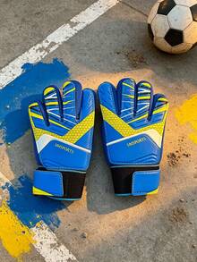 1 Pasang Sarung Tangan Kiper Sepak Bola Dewasa dengan Pelindung Jari, Anti Selip dan Tahan Aus, Perlengkapan Latihan Kiper - Biru - View 7