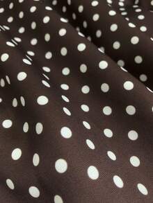 SHEIN Franclia 時尚休閒通勤百搭丹寧感印花紋理軟面料高腰開衩女款短褲/裙/寬腿褲/熱褲 - 咖啡棕 - 查看 5