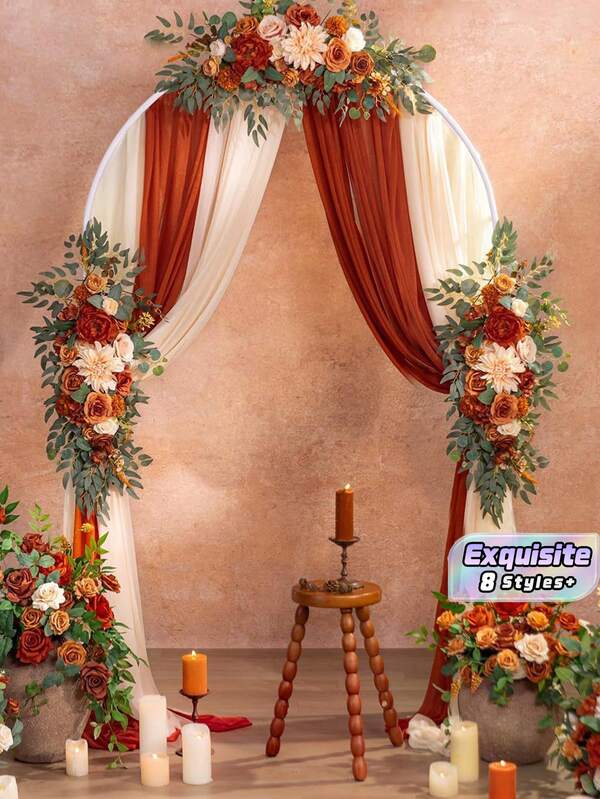 2pcs Wedding Arch Flowers Swag – Artificial Silk Floral Arrangement For Ceremony, Party, Home, Welcome Sign, Outdoor Decor