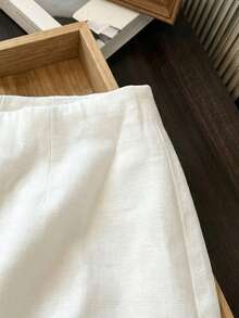 SHEIN Franclia 女款休閒 A 字拼接蕾絲飾邊白色優雅半身裙，適合夏季、通勤、外出、度假 - 白色 - 查看 3