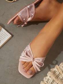 SHUZIA 女士时尚百搭夏季平底凉鞋万圣节圣诞节秋冬款 - 杏色 - 查看 4