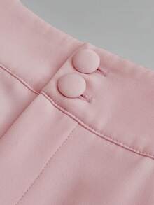 Maweii Plus Size Women's Pink Lapel Open Front Long Sleeve Short Blazer + Short Shorts Set, Pink Suit Set, Elegant, Fashion, Casual, Commute, Business Office, Daily Casual, Versatile Elegant, Urban Teacher Professional Outfit, Sexy Date, Party Wear - Pink - View 6