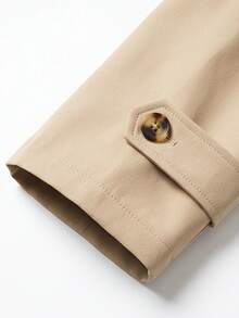 GlowEve Women's Solid Color Raglan Long Sleeve Single-Breasted Casual Trench Coat - Khaki - View 5