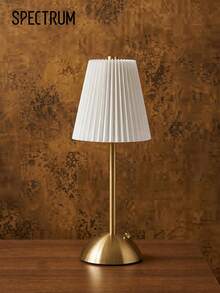 Modern Pleated Fabric Shade Table Lamp, Brass Gold Metal Base Bedside Desk Lamp, Minimalist Decor Night Light For Bedroom Living Room Home Decor - multicolor - View 1