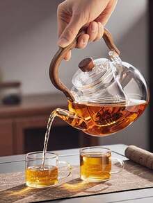 1 Piece 1000ml/35.2oz Heat-Resistant Glass Teapot With Detachable Filter - Thickened Base Suitable For Induction Cookers, Suitable For Flower Tea, Herbal Tea, And Loose Tea | Spring Home Tea Gift Set Suitable For Induction Cookers And Tea Ceremony - Multicolor - View 2