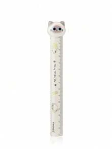 1pc Cute Cat & Dog Cartoon Animal Shaped 15cm Ruler With Fuzzy Ball, Wavy Line Scale, Adorable Stationery,Rulers, Back To School - Cute Pet Series - View 18