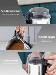 Teckwe 1 Buah Penggiling Listrik Stainless Steel Kapasitas Besar dengan Steker Standar Eropa, Multifungsi, Kecepatan Tinggi, Penggiling Halus, Mesin Pembuat Bubuk Mini, Penggiling Listrik, Penggiling Biji Kopi, Peralatan Rumah Tangga Dapur Sehari-hari, Alat Penggiling - MultiWarna - View 4