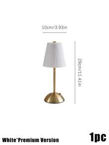 Modern Pleated Fabric Shade Table Lamp, Brass Gold Metal Base Bedside Desk Lamp, Minimalist Decor Night Light For Bedroom Living Room Home Decor - multicolor - View 8