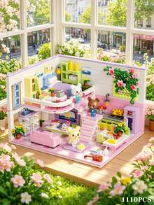 Luxury 639 Pcs Mini Building Blocks Set, Stress Relief Creative House Puzzle Toy For Adults, Exquisite Bedroom Scene Model With Stickers, Decorative Desktop Ornament, Perfect Birthday Gift, Fun DIY Assembly Game Kit For Home Decoration - Multicolor - View 11