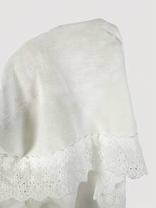 SHEIN Franclia 女款休閒 A 字拼接蕾絲飾邊白色優雅半身裙，適合夏季、通勤、外出、度假 - 白色 - 查看 6