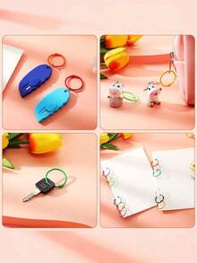 Cincin Pengikat Logam Berwarna dengan Gantungan Kunci, Aneka Warna Cerah dan Menarik, Cincin Terbuka Besi Tahan Lama dengan Permukaan Halus Mengkilap. Ideal untuk Album Foto, Buku Catatan, Buku Tempel, Kartu Indeks. - MultiWarna - View 6