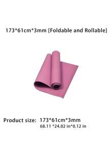 1 tấm thảm yoga EVA 173*61*0.3cm màu trơn, thảm sàn tập Pilates, phù hợp cho yoga, Pilates, tập plank - Hồng - Xem 9