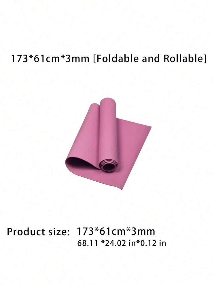 1pc 173*61*0.3cm EVA Yoga Mat Pilates Solid Color Floor Mat, Suitable For Yoga, Pilates, Plank Exercise, - Pink - View 9