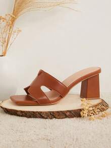 SHUZIA H Band Slide Heel Sandal Holiday Vacay Vibe For Summer Shoes Spring Shoes Spring Break Easter Prom Heels Wedding Shoes Valentine's Day Summer Shoes - Maroon - View 5