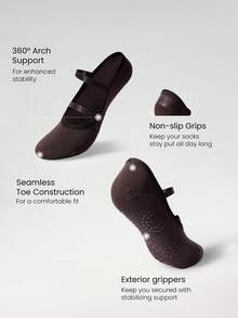 GLOWMODE 3 Pairs Yoga Pilates & Pilates Non-Slip Grip Socks With Seamless Toe Construction Yoga Pilates Daily - Cinnamoninspiration - View 5