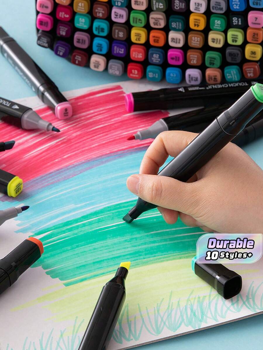 Set Spidol Gambar Berbasis Alkohol dan Minyak Ujung Ganda, Berbagai Pilihan Paket, Perlengkapan Seni untuk Pelajar & Mahasiswa Seni - warna-warni - View 1