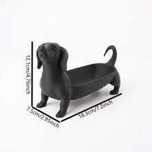 極簡 3D 列印臘腸狗收納托盤，多功能梳妝台珠寶盤，可放置戒指與手錶，可愛狗狗造型玄關鑰匙收納架 - 黑色 - 查看 9