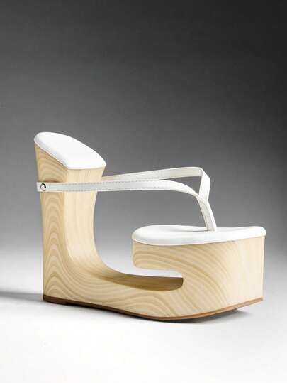 Denimoi Women's Asymmetric Heel Design Fashionable Sandals
