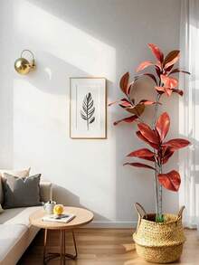 1 Pc 3.6 Ft Artificial Magnolia Tree, Lifelike Faux Silk, Autumn Tropical Style, Green, Tree Shape, Ficus Rubber Tree Leaves, Violin Leaves, Artificial Greenery, For Home, Garden, Office, Balcony, Living Room, Wedding, Party Decor, Indoor Decoration. - Multicolor - View 4