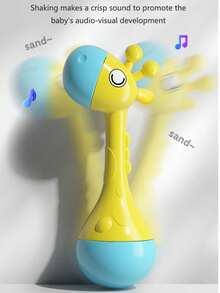 Bright Yellow Giraffe Baby Rattle, Baby Shower & 1st Birthday Gift, Maraca Rattle Toy, Sensory Sound Toy For Infants, Visual Auditory Stimulation Toy, Newborn Grasping Training Toy, Early Learning Baby Toy, Colorful Rattle Shaker - Multicolor - View 6