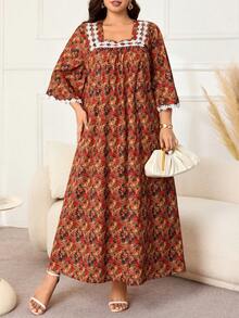 Lacomfia Women's Ditsy Floral Summer Casual Elegant Plus Size Dress - Yellow - View 4