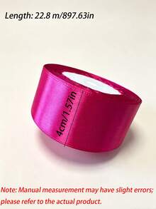 5 Rolls / 10 Rolls 4cm Wide 22.8m Length Fuchsia Glossy Polyester Satin Ribbon, Shiny Gift-Wrapping Ribbon For Bouquet, Gift Box, Wedding, Holiday Party, DIY Bow, Hair Accessories & Handmade Crafts - Rose red - View 3