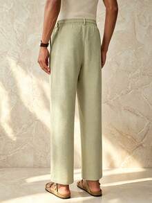 Manfinity Swimmode Men's Waist Tie Straight Leg Loose Casual Long Pants - Khaki - View 5