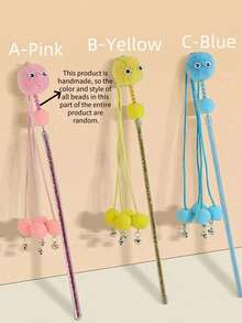 1pc Pet Little Monster Tassel Cat Teaser Wand With Bell, Fairy Cat Teaser Stick For Cat Entertainment - Multicolor - View 3