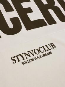 STYNVO Bộ áo tank top và quần short nam size lớn in chữ - Màu be - Xem 3