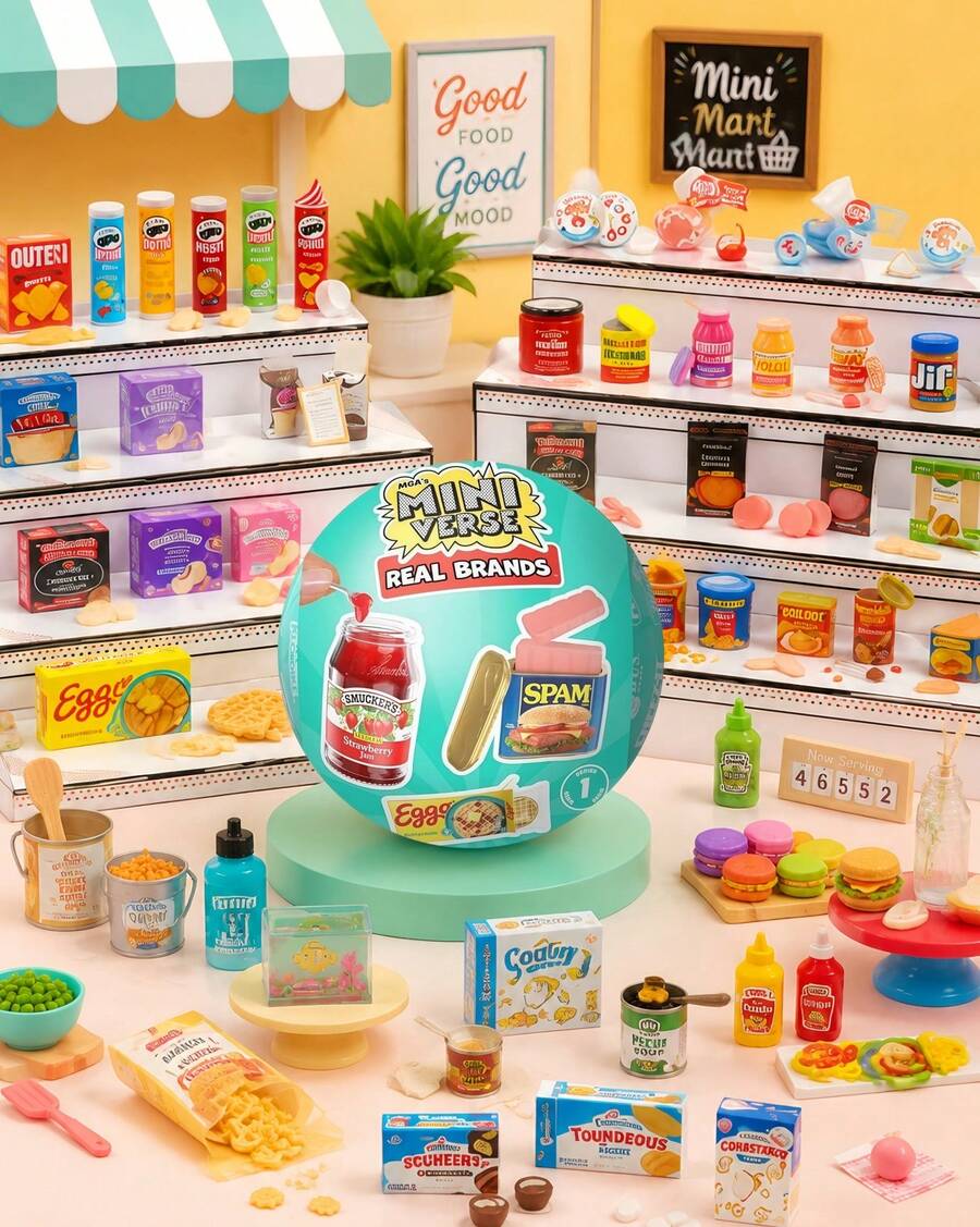 MGA Entertainment 1pc Random Style MGA Miniverse Real Brands Make It Mini Mystery Capsule, Random Style DIY Miniature Food Kit, Tiny Pantry Scene Model, Collectible Desk Display, Creative Assembly Decor For Shelf - Multicolor - View 1