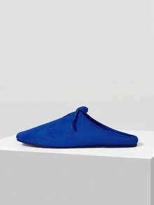 Mnmlis Sapphire Suede Closed Toe Female, Front Strap V-Cut Square Toe Flat Bottom, Eye-Catching Dating Atmosphere(Recommend Ordering One Size Smaller) Fall Shoes - Royal Blue - View 5