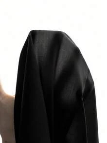 SHEIN Tween女孩優雅休閒藍白條紋領口百褶設計七分袖上衣，適合春秋日常穿著 - 黑色 - 查看 5