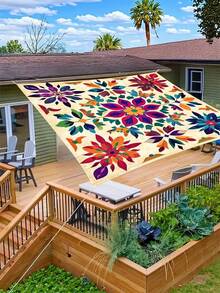 1 Pc Bohemian Mandala Print Sun Shade Awning Thick UV Resistant Easy Install For Camping Beach Garden Yard 6 Person Capacity Poles Not Included - A - View 7