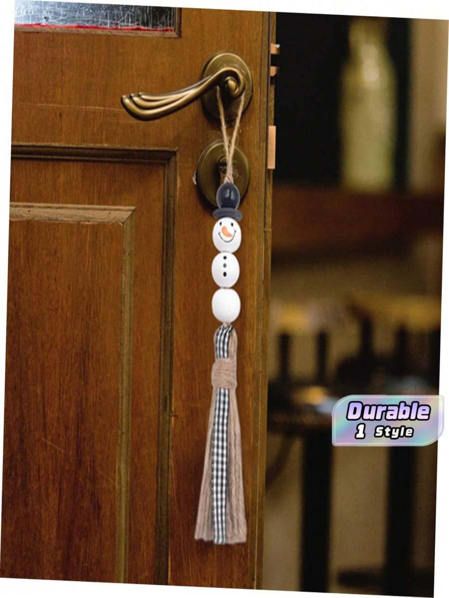 Festive Christmas Beaded Tassel Garland Decor, Snowman Bead String Ornaments, Hanging Holiday Decorations For Christmas Tree, Wall, Fireplace, Indoor Home Party - one size fits all - View 1