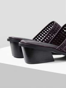 Mnmlis Fashion High Heels Are Suitable For All Seasons, Comfortable And Simple Thick Heels, Deep Mouth And Empty Pedal Design Is Suitable For Various Fashion Fall Shoes - Brown - View 4