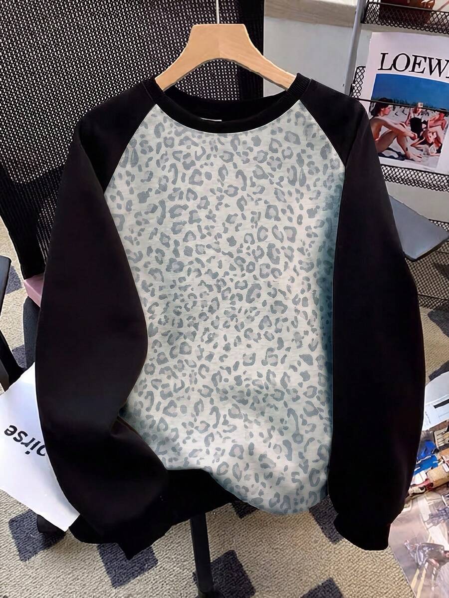 Resyla 女款秋冬新款熱銷豹紋印花休閒百搭衛衣 - 彩色 - 查看 1