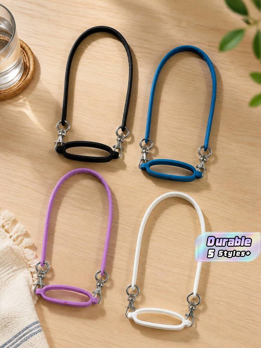 1 Or 2 Packs Premium Elastic Silicone Water Bottle Lanyard, Anti-Lost, Reusable, Tumbler Handle, Comfortable Grip, Rope Hand Strap With Metal Clasp, Flexible Bottle Carrier - Multicolor - View 1
