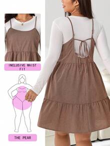 Solflare Plus Size Vacation Plaid Ruffle Hem Cami Dress - Multicolor - View 1