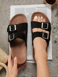VACAZURE Summer Casual Versatile Simple Platform Sandals For Christmas Valentine's Day Summer Shoes - Black - View 6