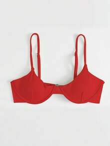 Swim Mod 2025 Women Solid Color Sexy Bikini Top With Underwire, Non-Padded Summer - Red - View 5